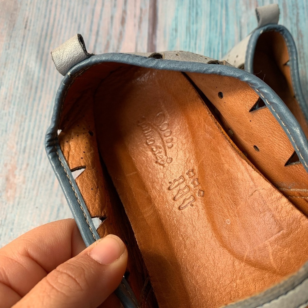 Baby blue spring step fusaro Perforated leather Slip-On Loafers - Picture 10 of 12